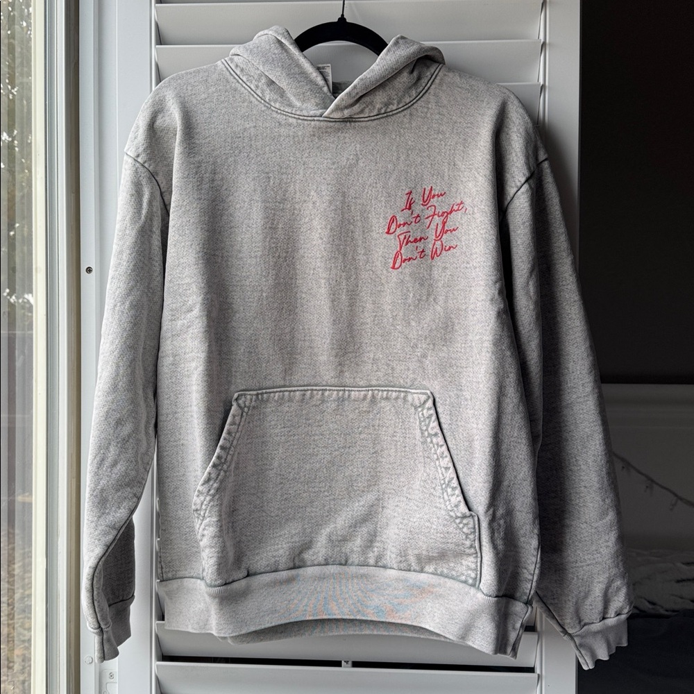 Los Angeles Apparel Gray Hoodie w/Red Text IF YOU DONT FIGHT THEN YOU DONT WIN